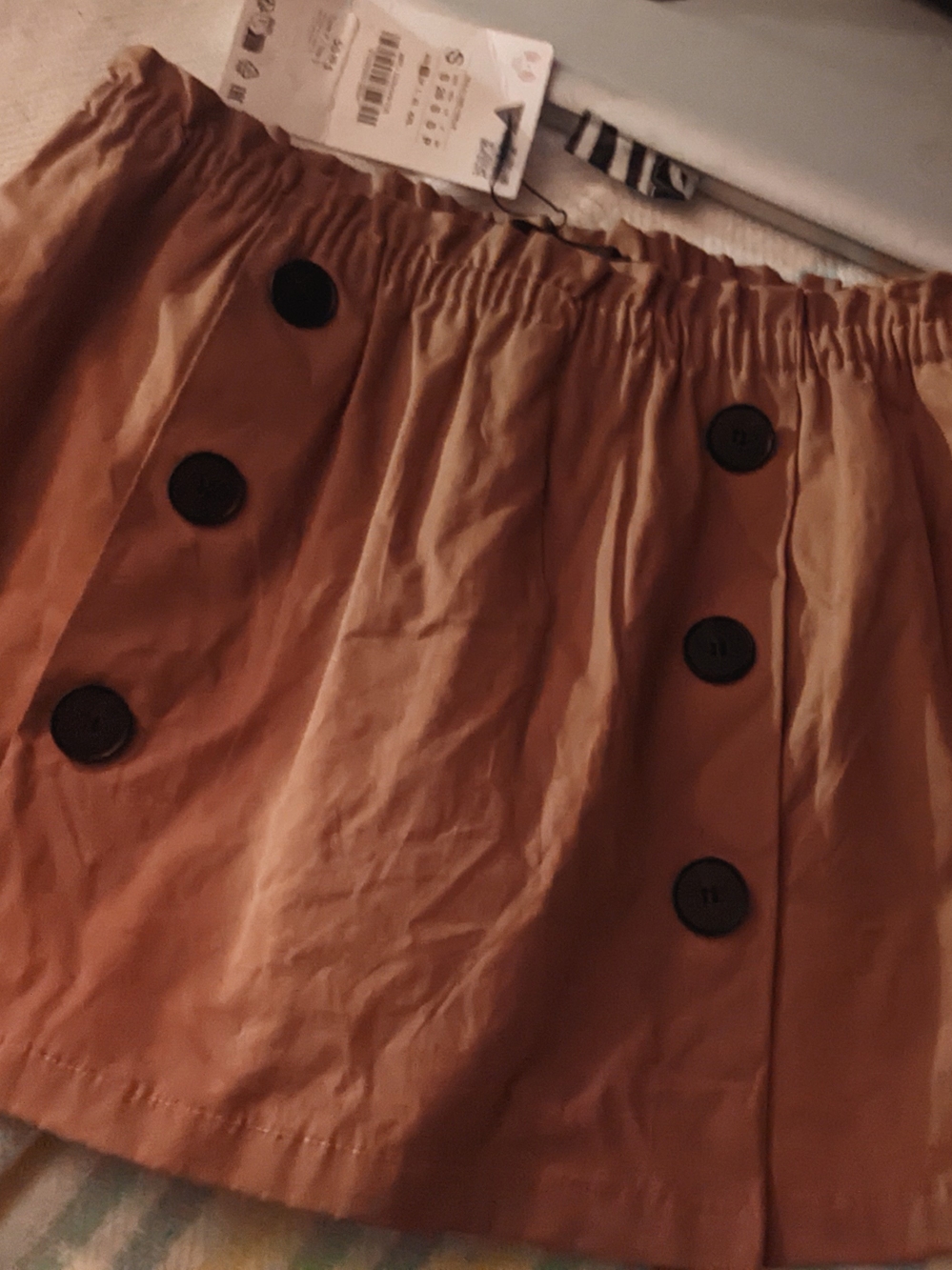 Women’s Button-Front Mini Skirt in Camel (Zara, With Tag)